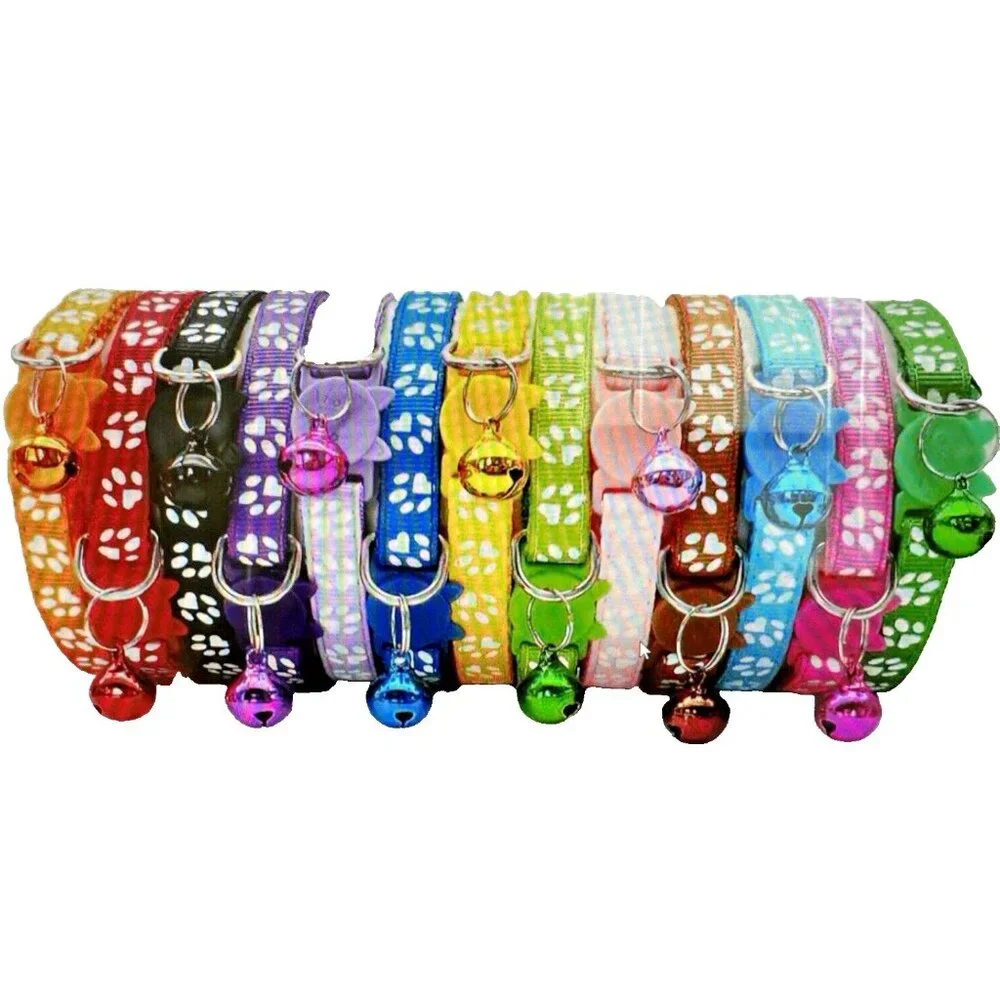 13 Piece Set of Nylon Cat Kitten Safety Collars Adjustable 7
